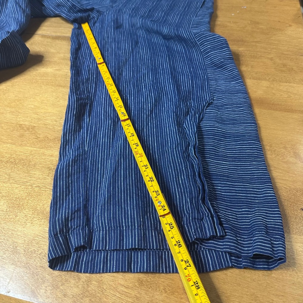 LIV by Habitat Clothes Pants Womens Large Blue Striped 100% Linen Wide Leg Crop - Picture 13 of 13